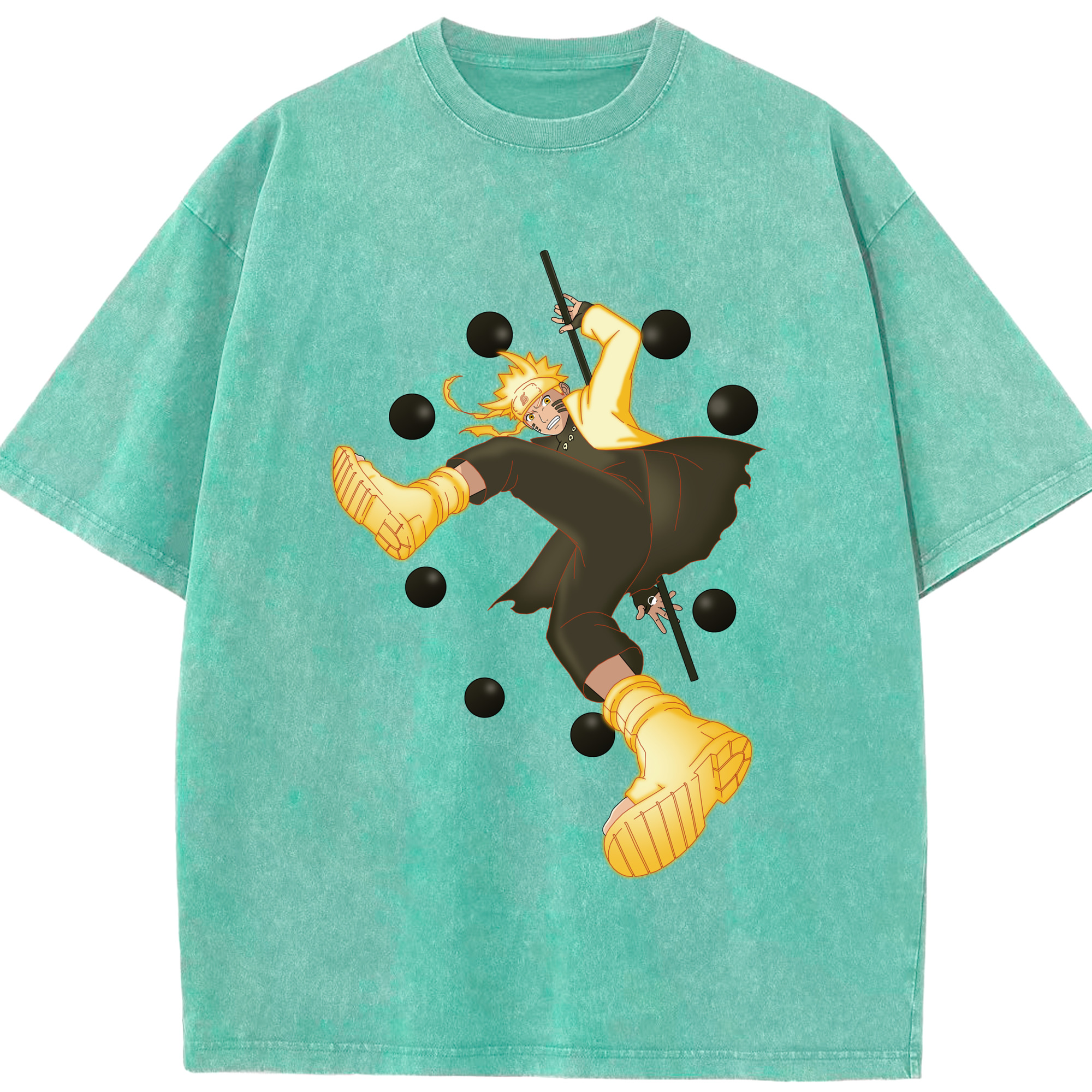 （画像用） NARUTO -ナルト- うずまき ナルト Uzumaki Naruto 綿100% ヴィンテージ風 半袖Tシャツ（フロントプリント）